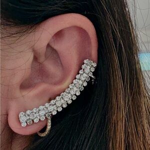 Elegant Studded Silver Ear Cuff /Ear Crawler /Ear Climber